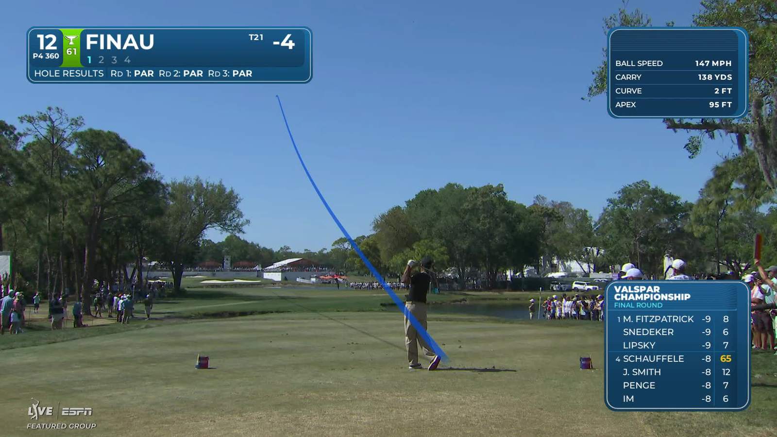 Tony Finau | Round 4 | 12th hole | Shot 1 | 2026 Valspar