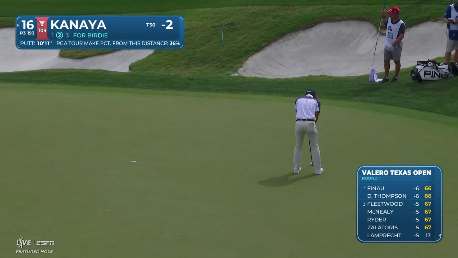 Takumi Kanaya | Round 1 | 16th hole | Shot 2 | 2026 Valero