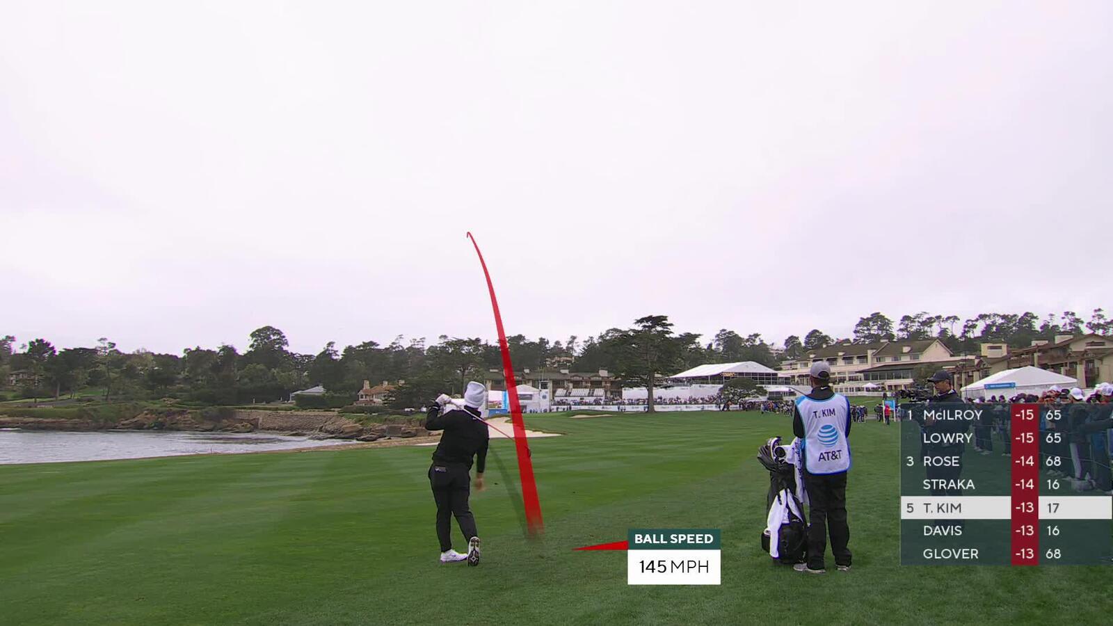 Tom Kim | Round 3 | 18th hole | Shot 2 | 2025 AT&T Pebble Beach