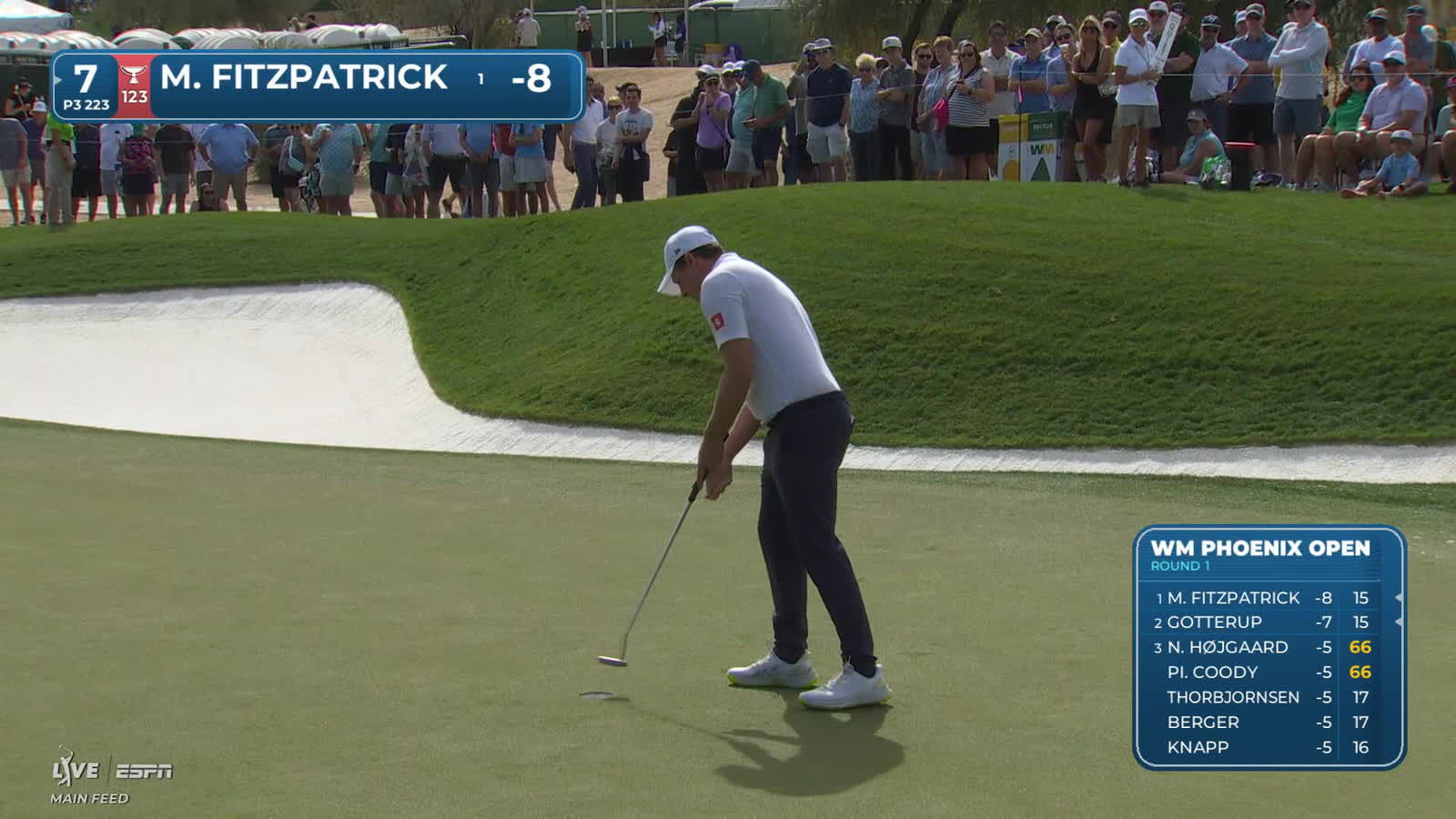 Matt Fitzpatrick | Round 1 | 7th hole | Shot 3 | 2026 WM Phoenix Open