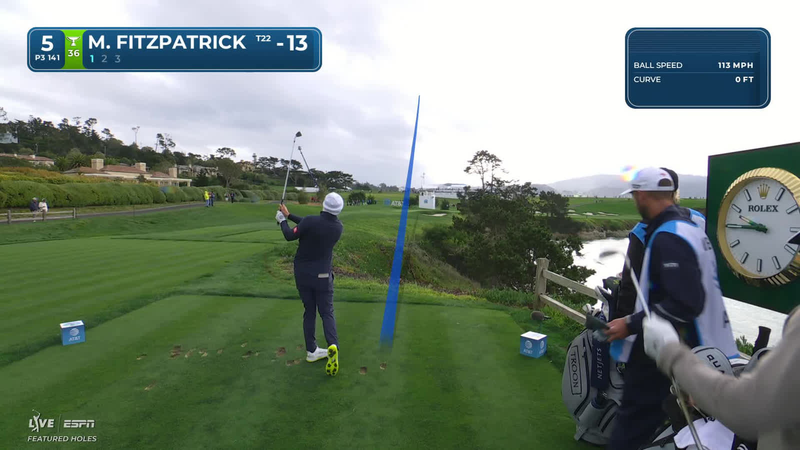 Matt Fitzpatrick | Round 4 | 5th hole | Shot 1 | 2026 AT&T Pebble Beach
