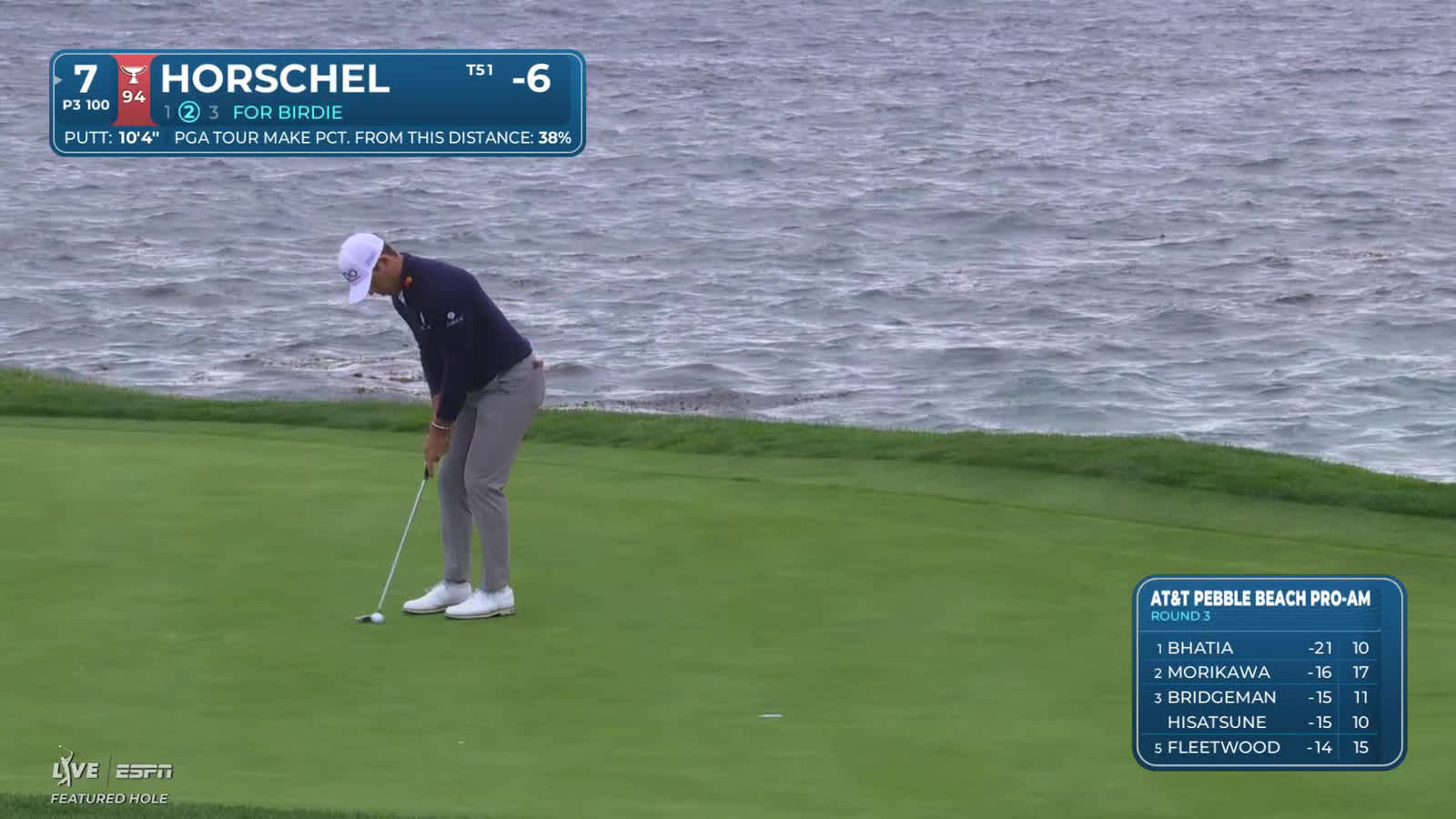 Billy Horschel | Round 3 | 7th hole | Shot 3 | 2026 AT&T Pebble Beach