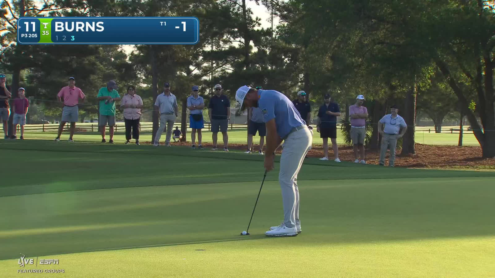 Sam Burns | Round 1 | 11th hole | Shot 3 | -1 