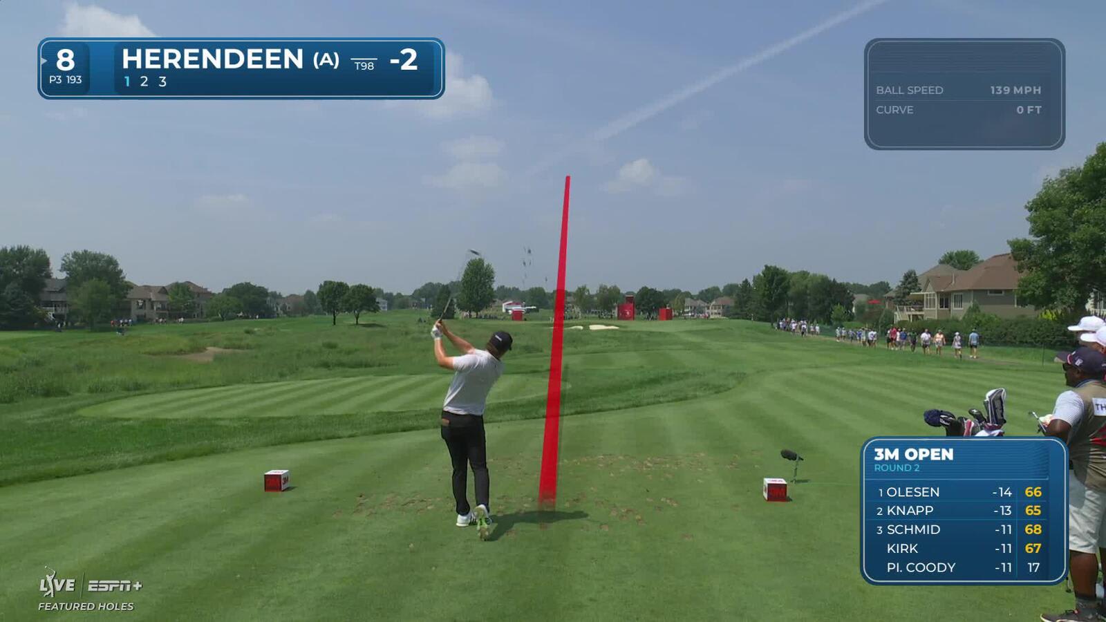 Max Herendeen | Round 2 | 8th hole | Shot 1 | 2025 3M Open