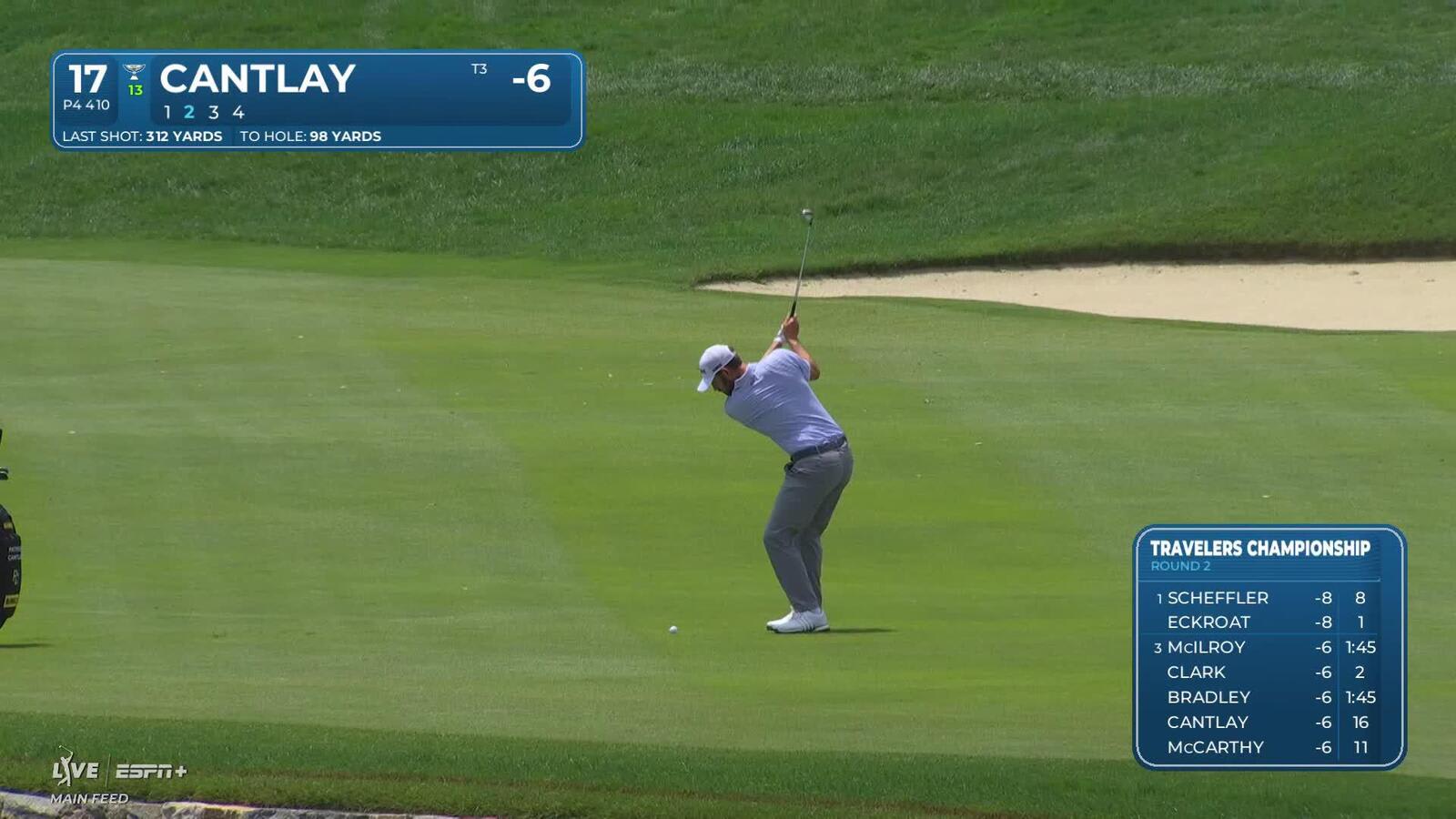 Patrick Cantlay | Round 2 | 17th hole | Shot 2 | 2025 Travelers