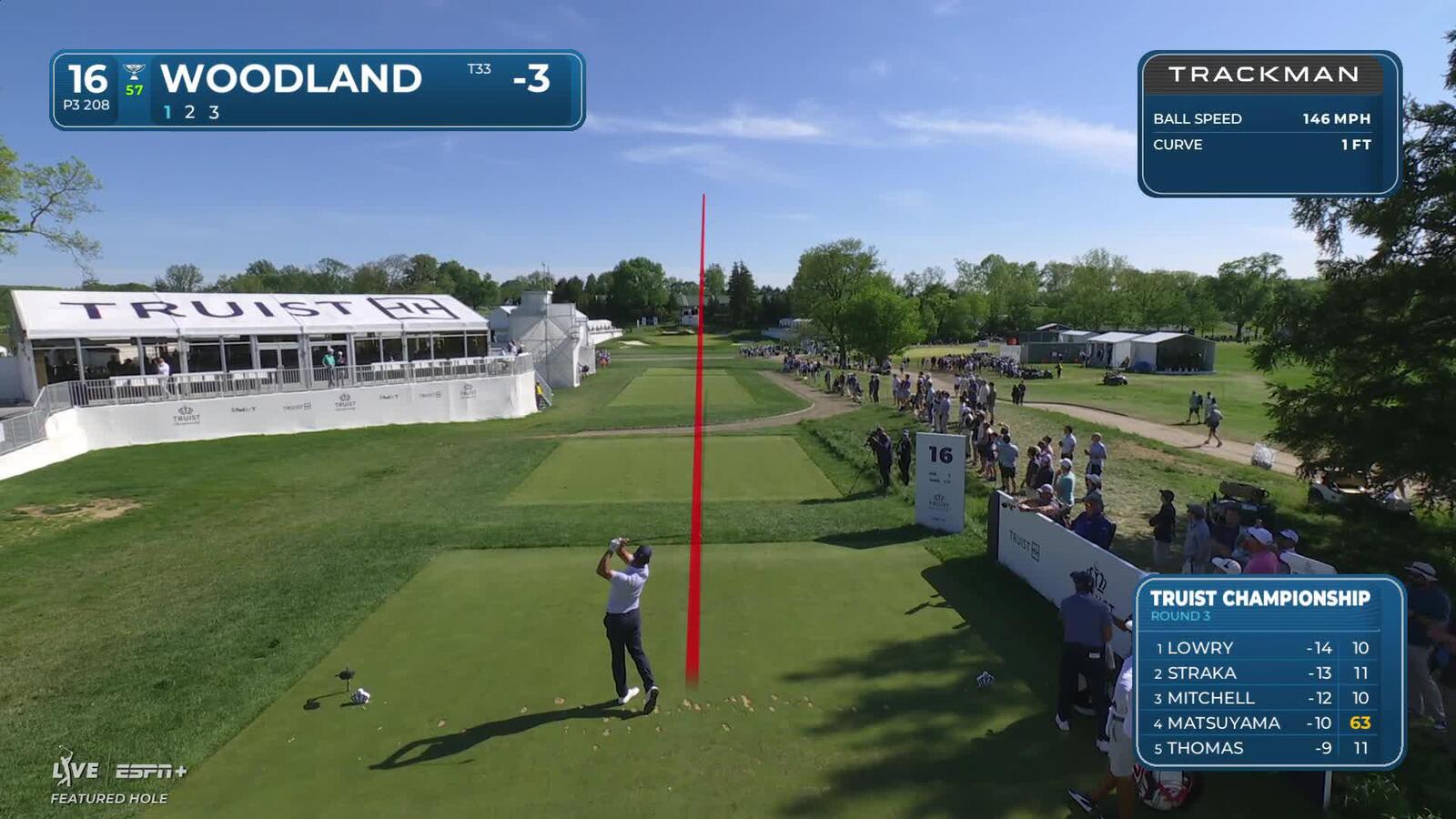 Gary Woodland | Round 3 | 16th hole | Shot 1 | 2025 Truist Championship