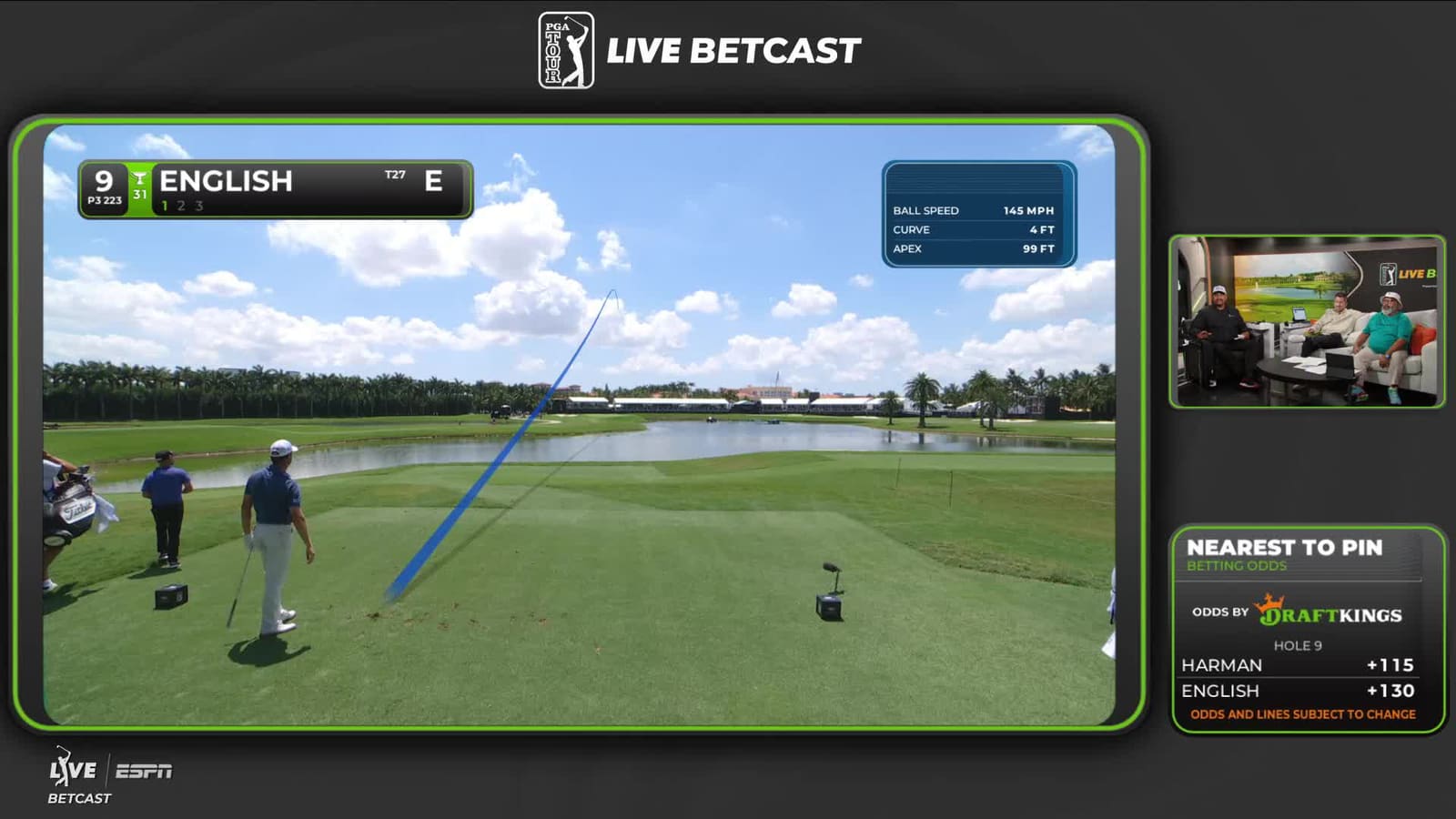 Harris English | Round 1 | 9th hole | Shot 1 | 2026 Cadillac