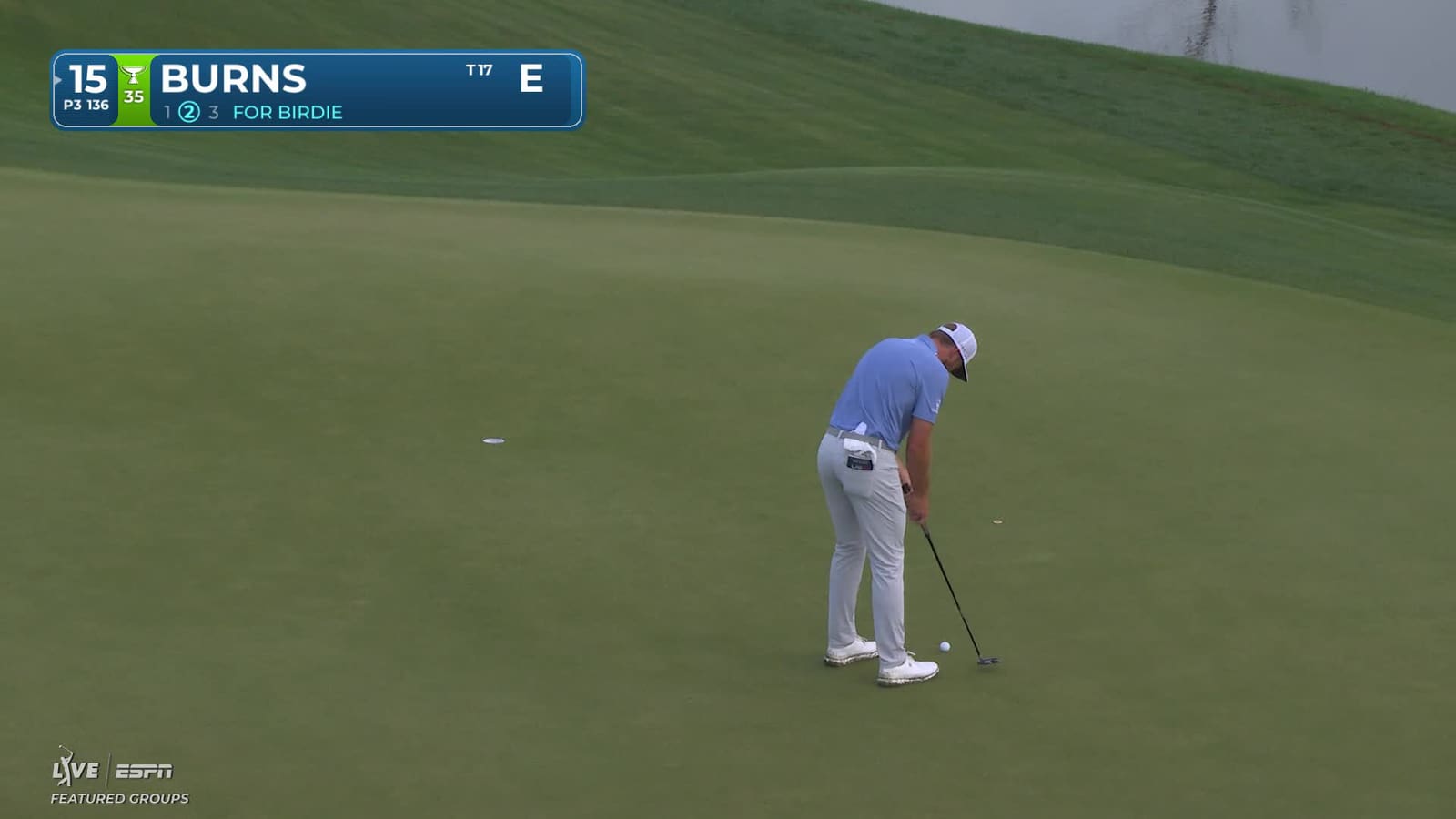 Sam Burns | Round 1 | 15th hole | Shot 3 | -1 