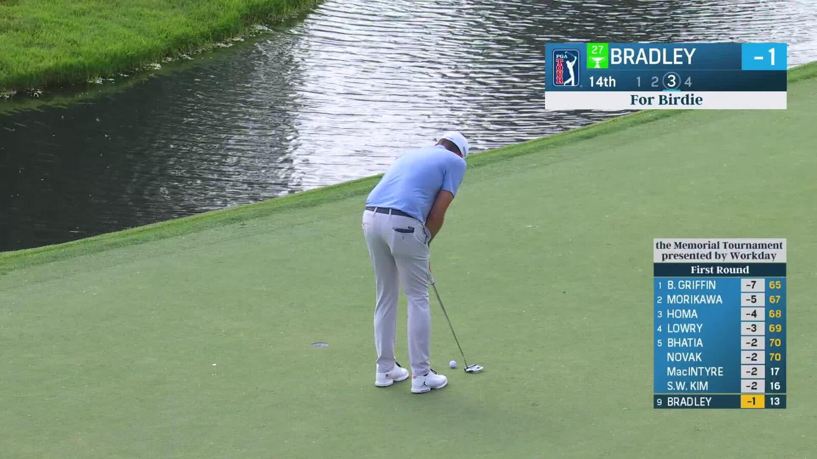 Keegan Bradley | Round 1 | 14th hole | Shot 3 | 2025 the Memorial