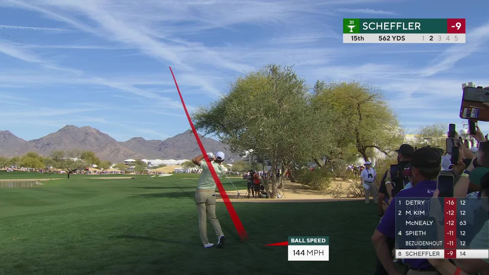 Scottie Scheffler | Round 3 | 15th hole | Shot 2 | 2025 WM Phoenix Open