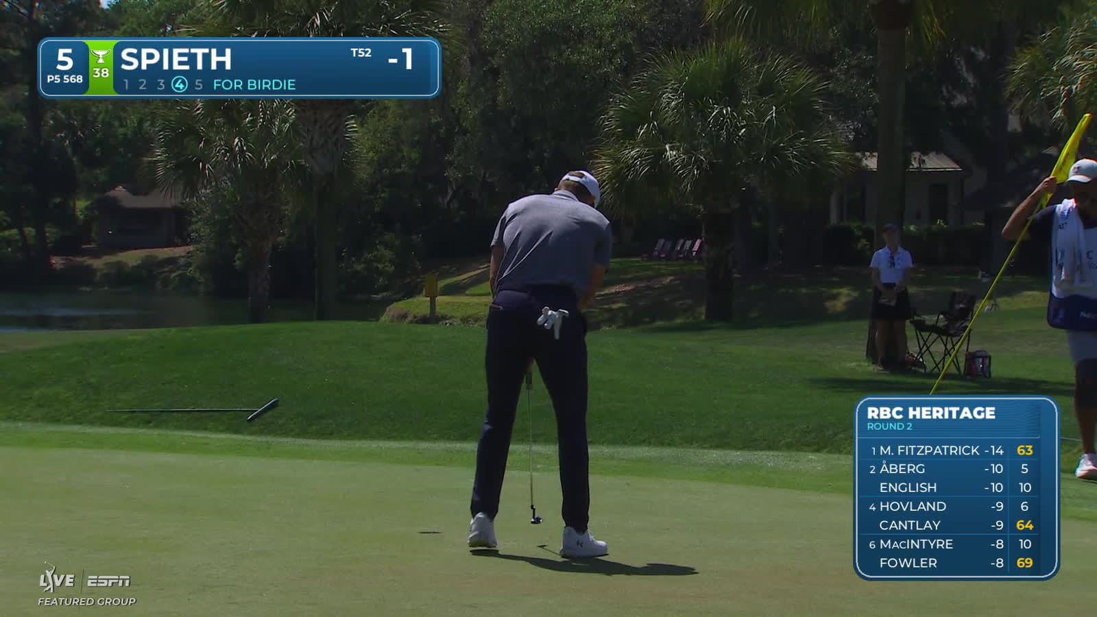 Jordan Spieth | Round 2 | 5th hole | Shot 4 | 2026 RBC Heritage