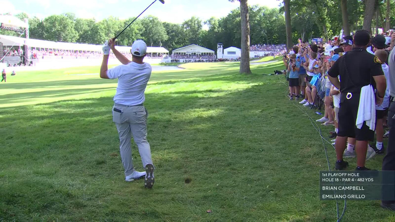 Emiliano Grillo | Playoff 1 | 18th hole | Shot 2 | 2025 John Deere