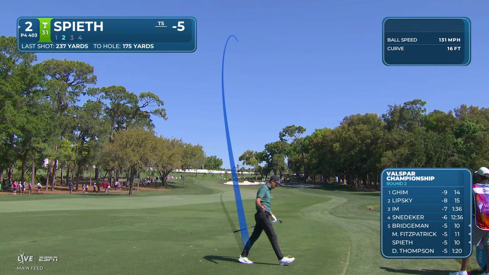 Jordan Spieth | Round 2 | 2nd hole | Shot 2 | 2026 Valspar