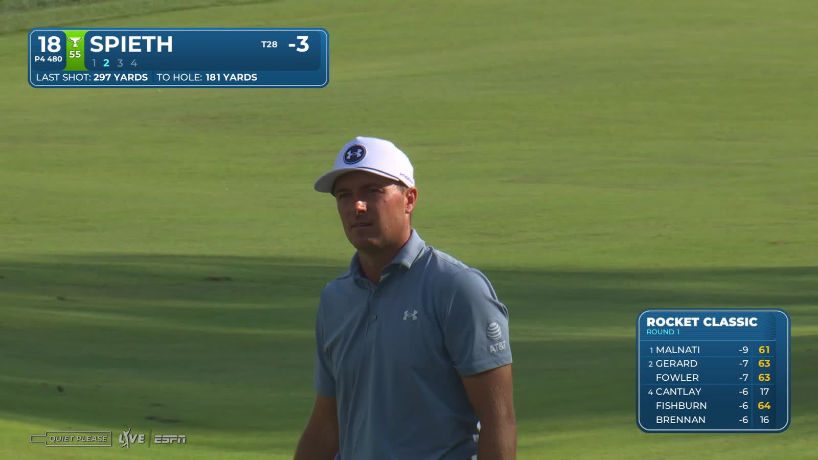 Jordan Spieth | Round 1 | 18th hole | Shot 2 | 2026 Rocket Classic