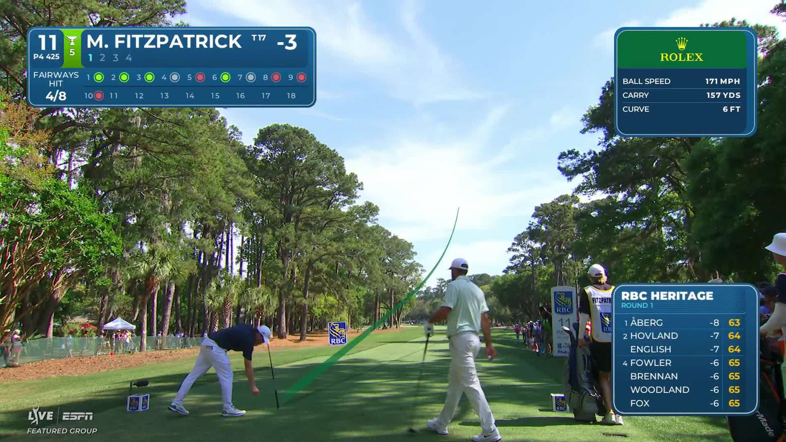 Matt Fitzpatrick | Round 1 | 11th hole | Shot 1 | 2026 RBC Heritage