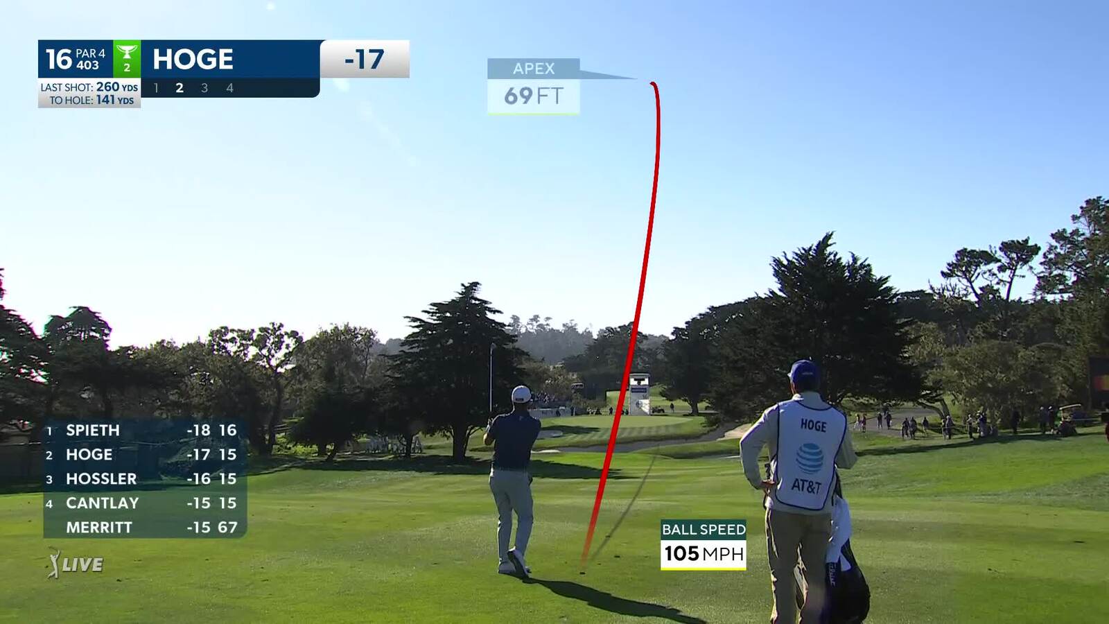 Tom Hoge | 2022 AT&T Pebble Beach | Round 4 | 16th hole | Shot 2