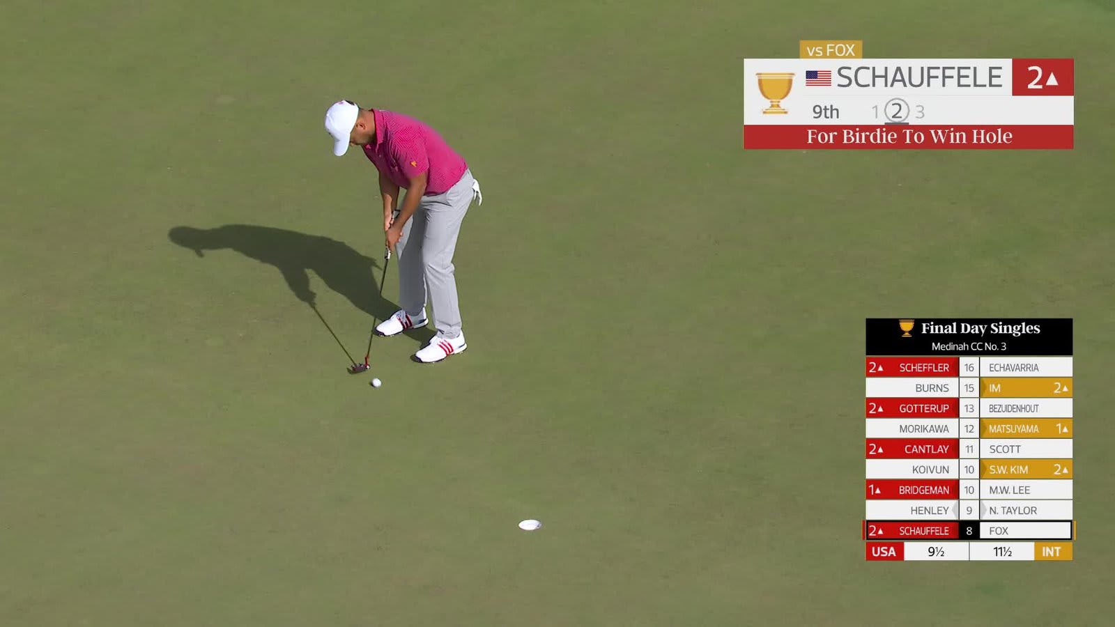 Xander Schauffele | Round 5 | 9th hole | Shot 2 | 2026 Presidents Cup