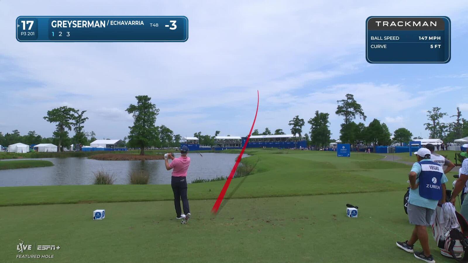 Max Greyserman | Round 1 | 17th hole | Shot 1 | 2025 Zurich Classic