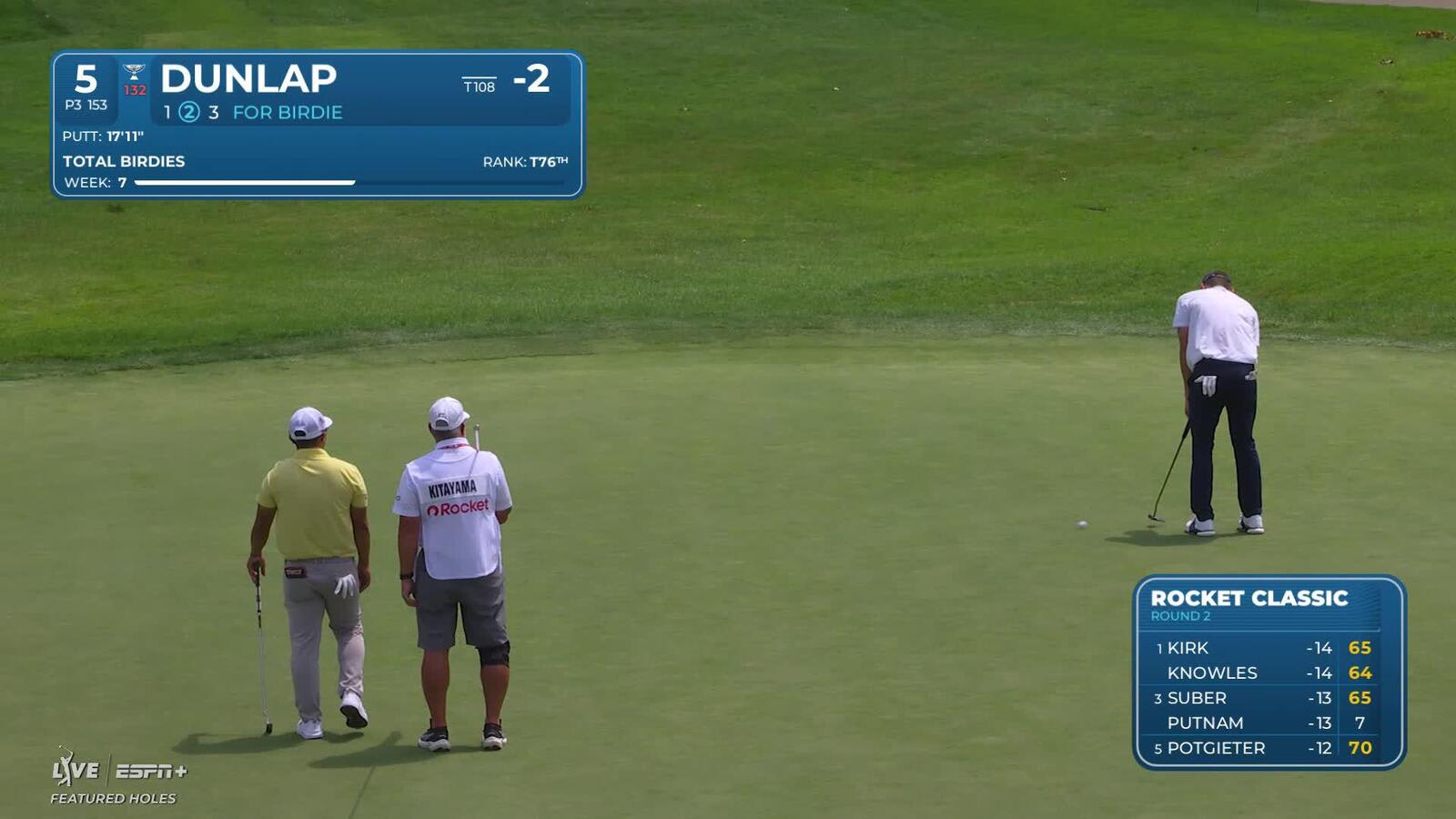 Nick Dunlap | Round 2 | 5th hole | Shot 3 | 2025 Rocket Classic
