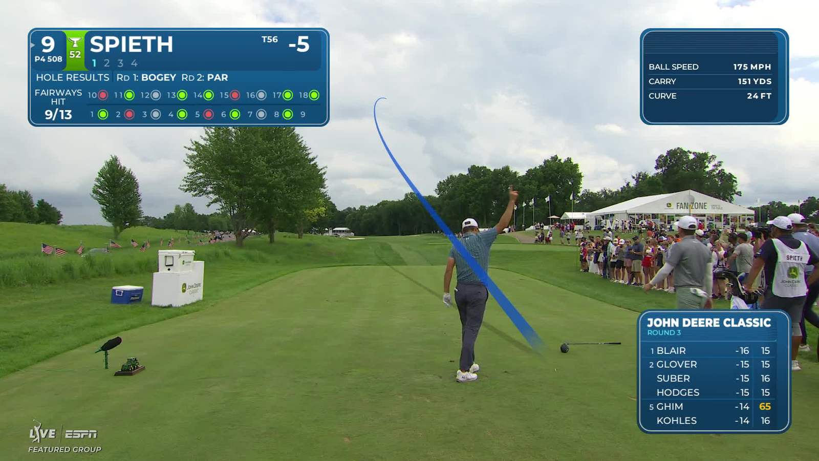 Jordan Spieth | Round 3 | 9th hole | Shot 1 | 2026 John Deere