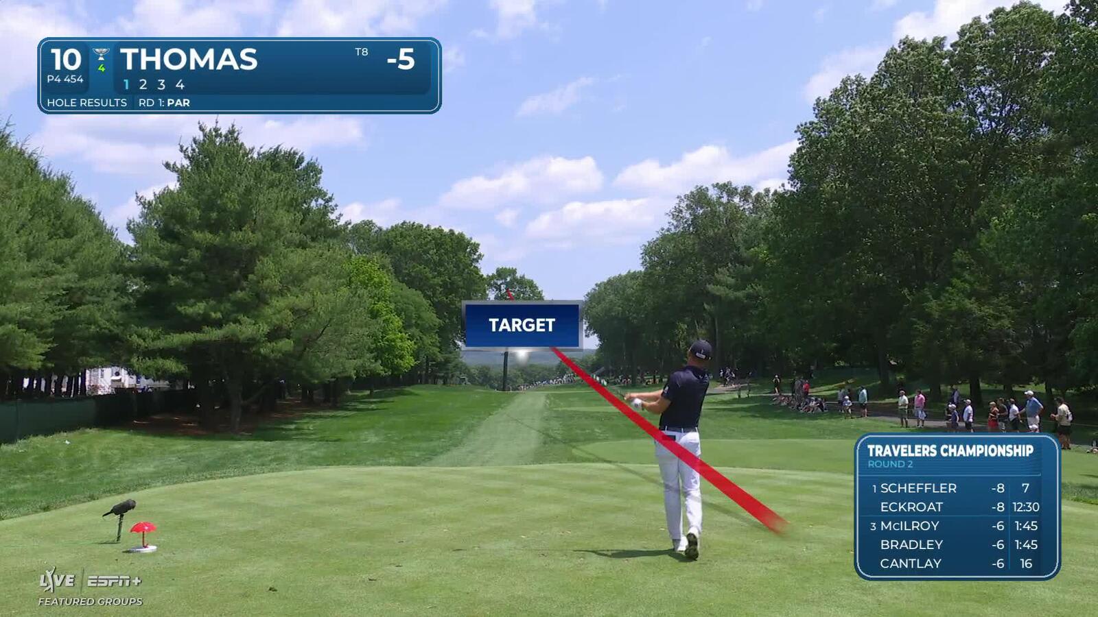 Justin Thomas | Round 2 | 10th hole | Shot 1 | 2025 Travelers