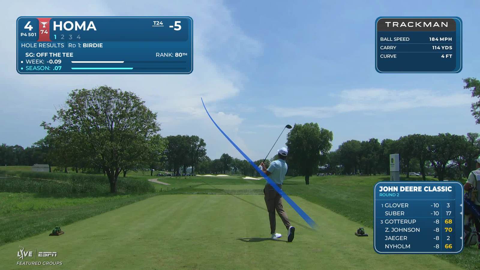 Max Homa | Round 2 | 4th hole | Shot 1 | 2026 John Deere