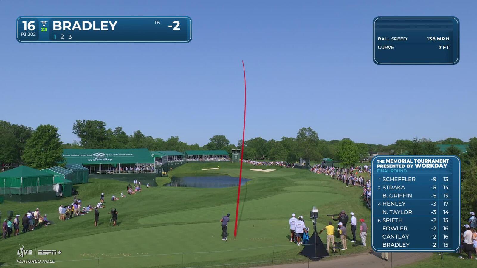 Keegan Bradley | Round 4 | 16th hole | Shot 1 | 2025 the Memorial