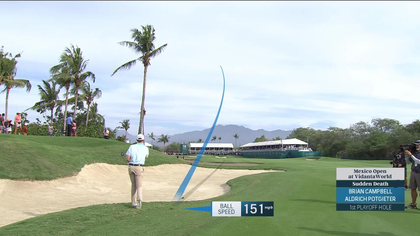 Brian Campbell | Playoff 1 | 18th hole | Shot 2 | 2025 Mexico Open