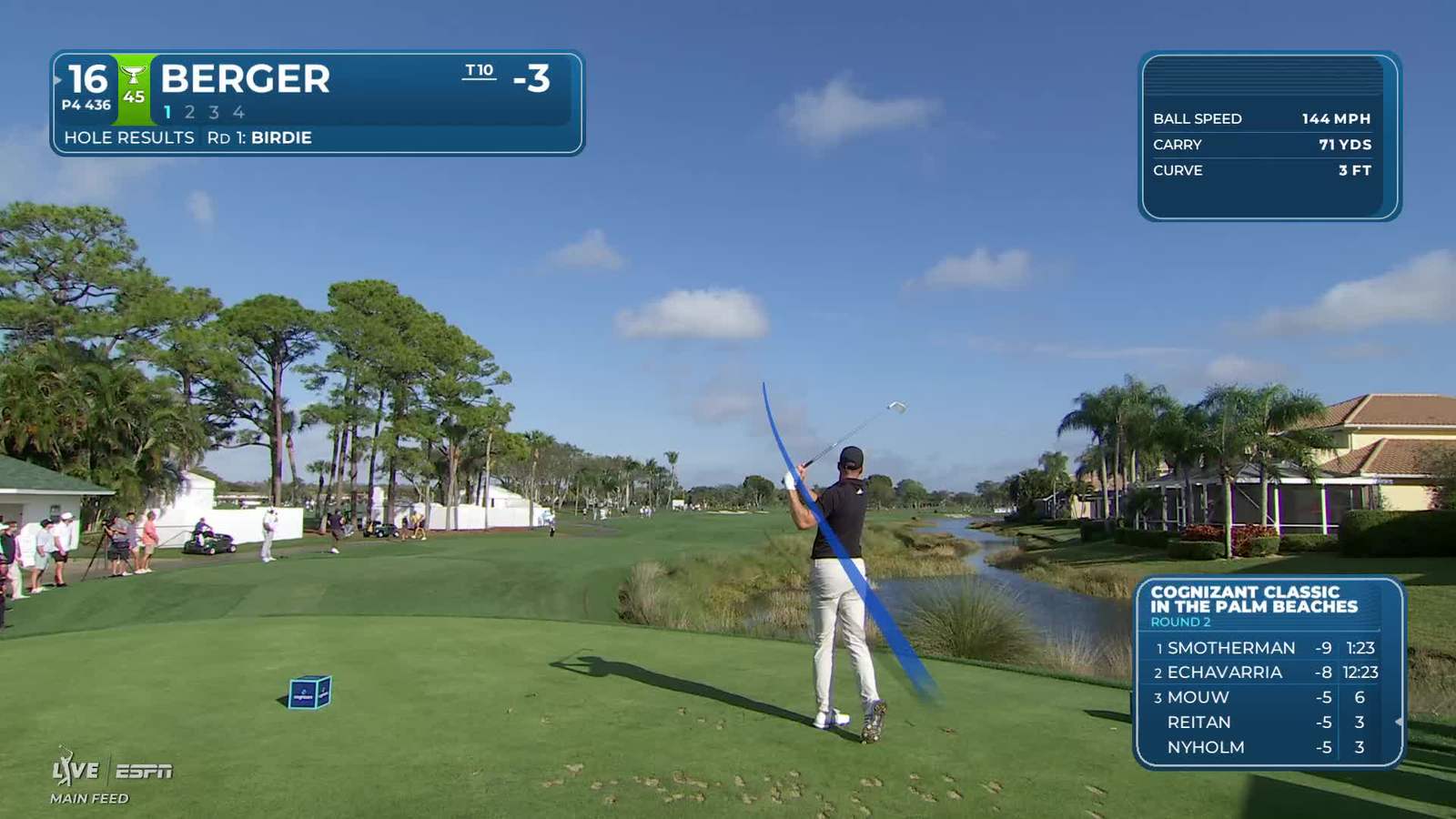 Daniel Berger | Round 2 | 16th hole | Shot 1 | 2026 Cognizant Classic