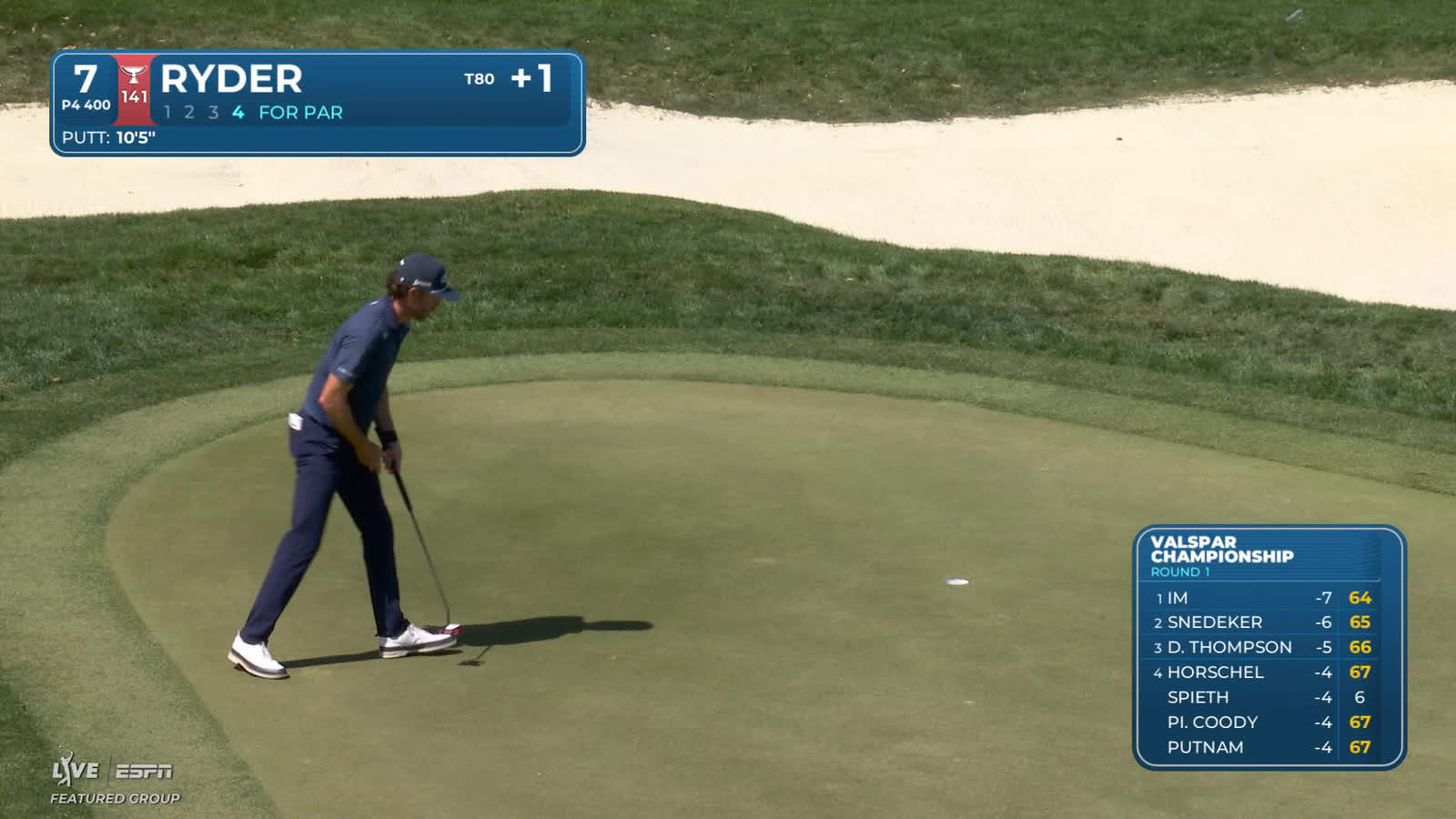 Sam Ryder | Round 1 | 7th hole | Shot 4 | 2026 Valspar