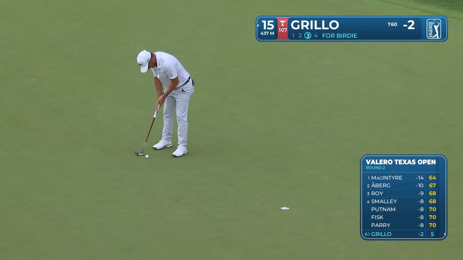 Emiliano Grillo | Round 2 | 15th hole | Shot 4 | 2026 Valero