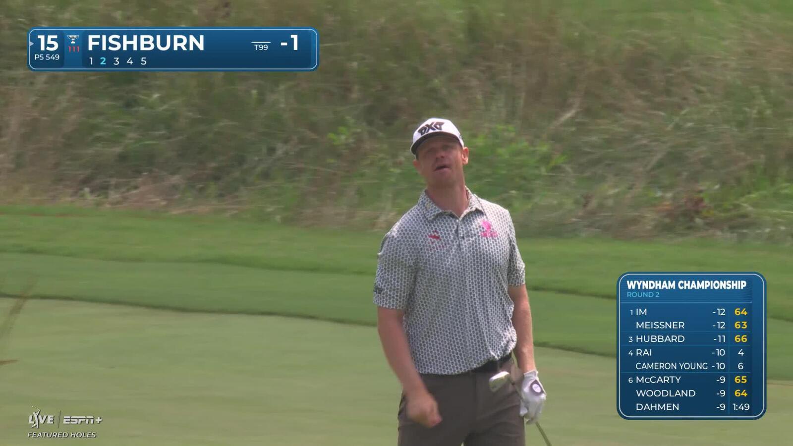 Patrick Fishburn | Round 2 | 15th hole | Shot 2 | 2025 Wyndham