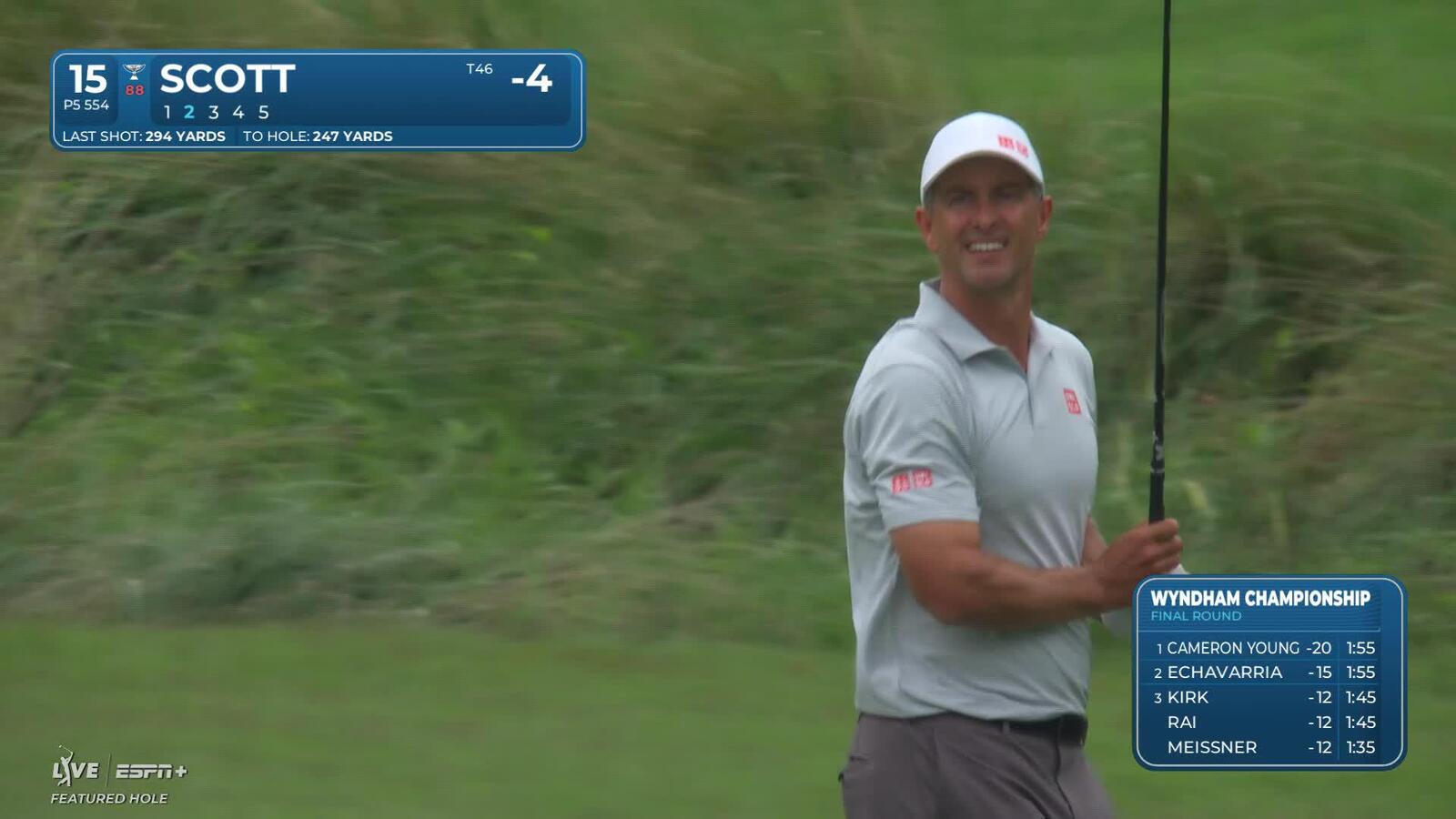 Adam Scott | Round 4 | 15th hole | Shot 2 | 2025 Wyndham