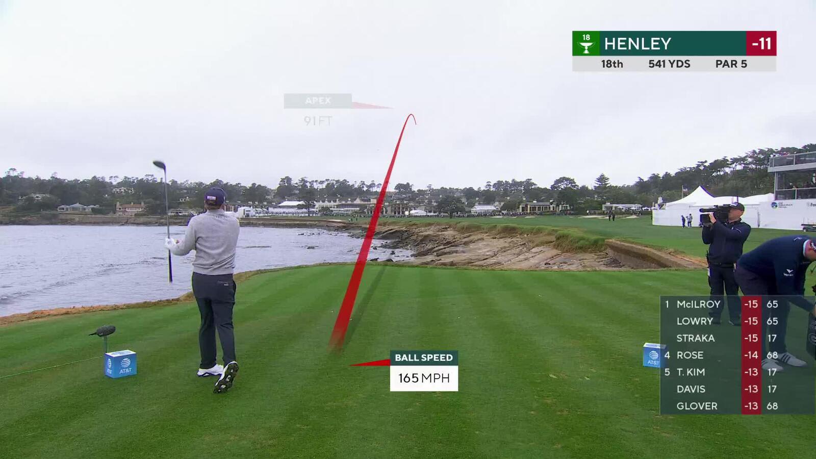 Russell Henley | Round 3 | 18th hole | Shot 1 | 2025 AT&T Pebble Beach