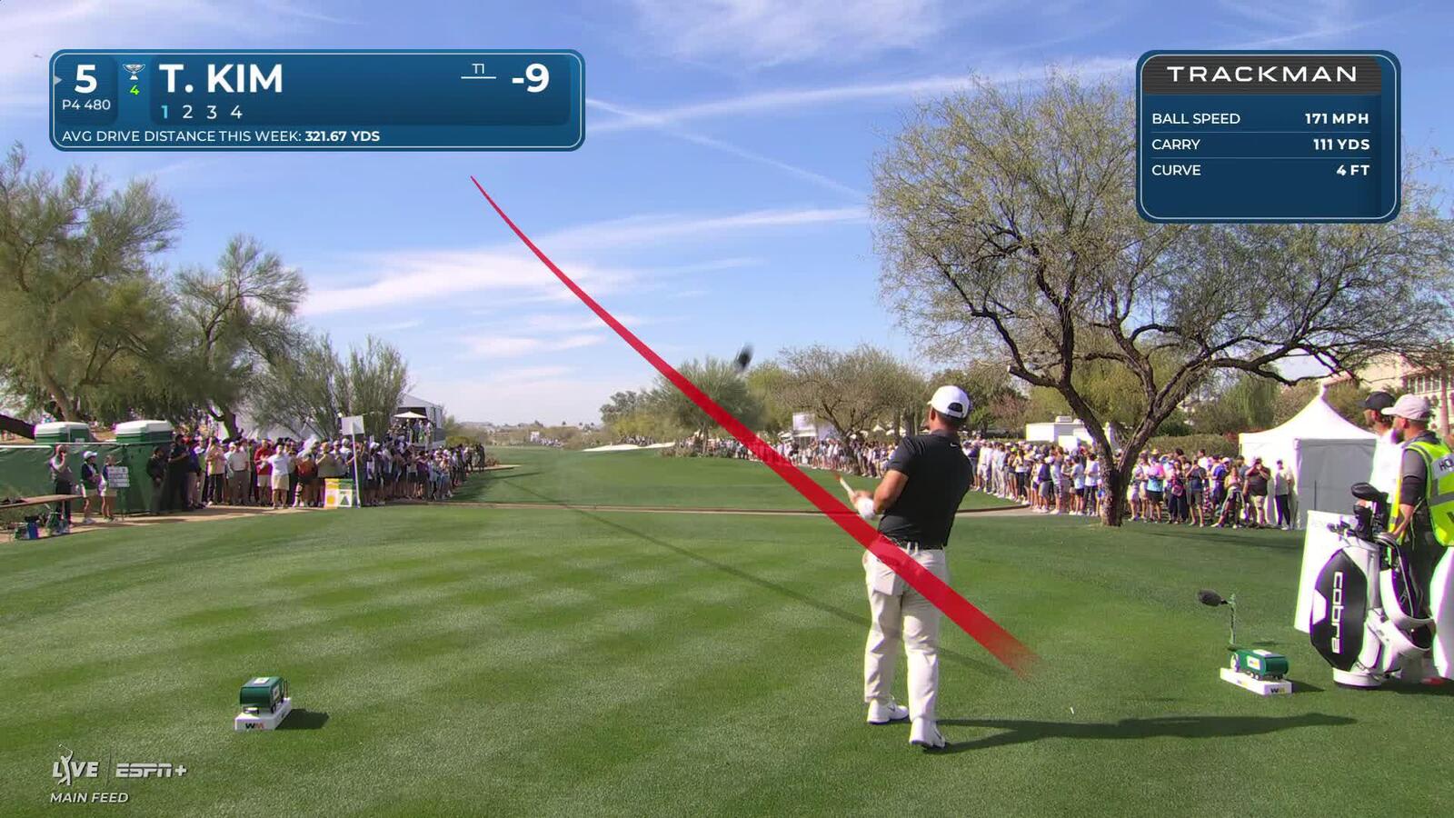 Tom Kim | Round 2 | 5th hole | Shot 1 | 2025 WM Phoenix Open