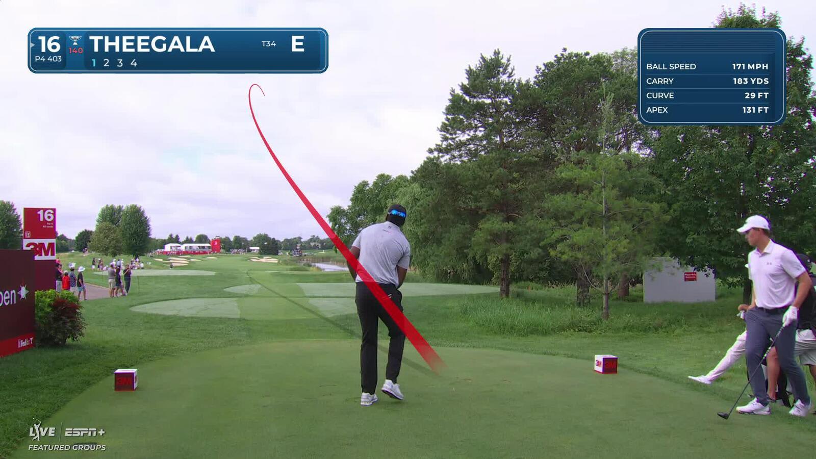 Sahith Theegala | Round 1 | 16th hole | Shot 1 | 2025 3M Open