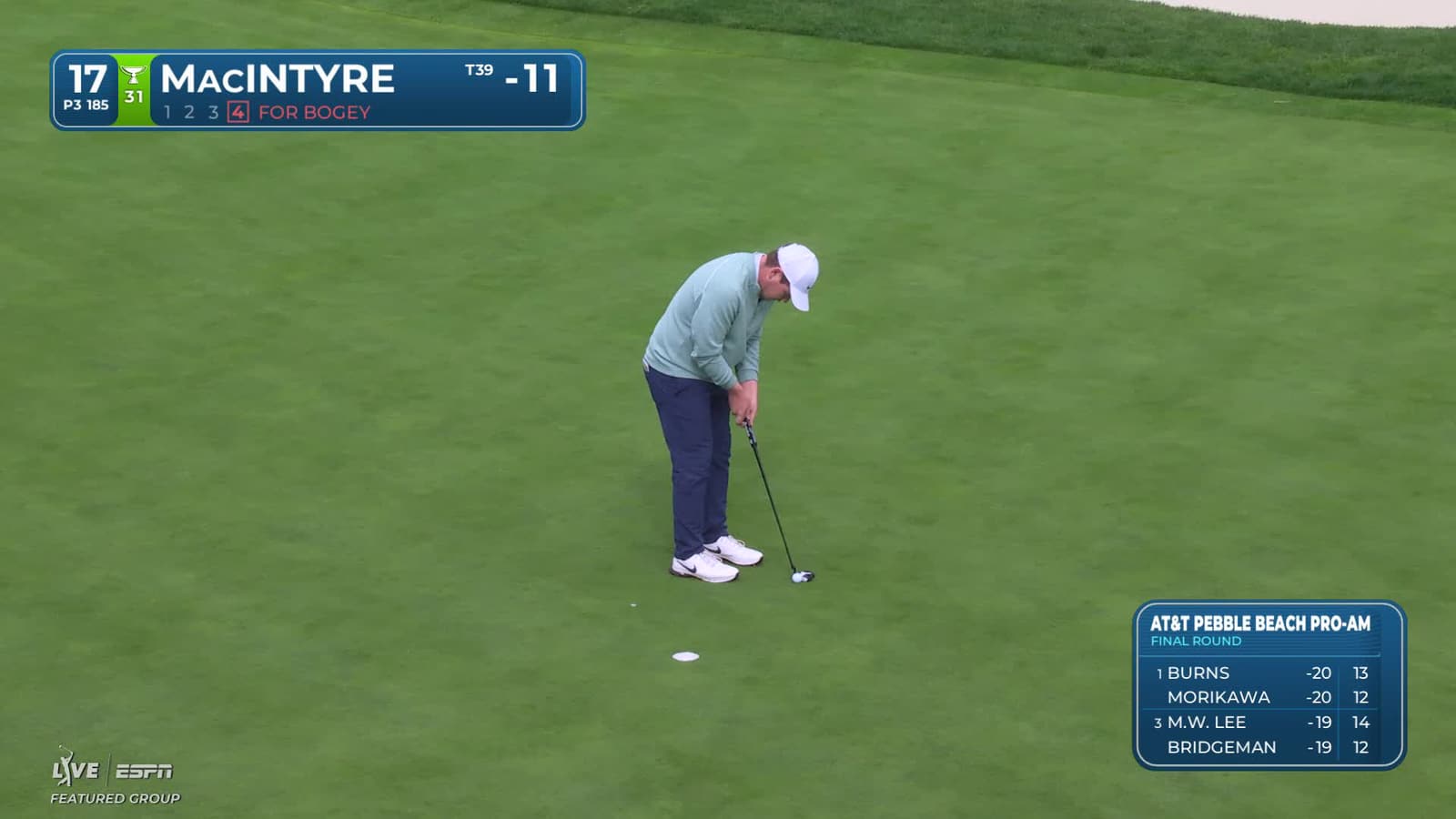 Robert MacIntyre | Round 4 | 17th hole | Shot 4 | 2026 AT&T Pebble Beach