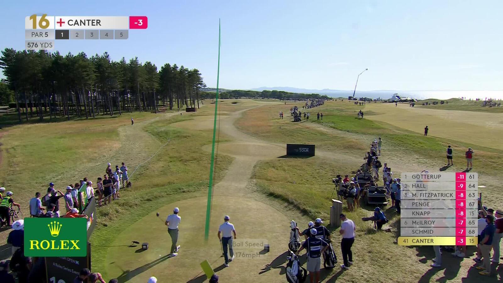 Laurie Canter | Round 2 | 16th hole | Shot 1 | 2025 Genesis Scottish Open