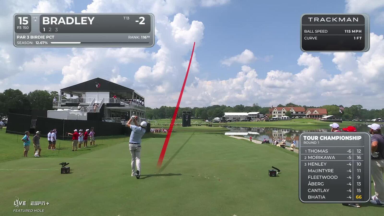 Keegan Bradley | Round 1 | 15th hole | Shot 1 | 2025 TOUR Championship