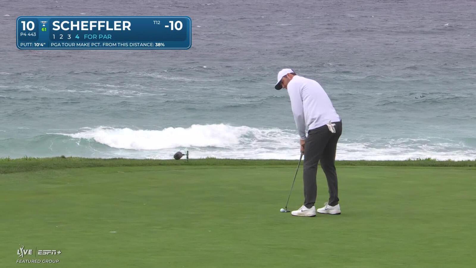 Scottie Scheffler | Round 3 | 10th hole | Shot 5 | 2025 AT&T Pebble Beach