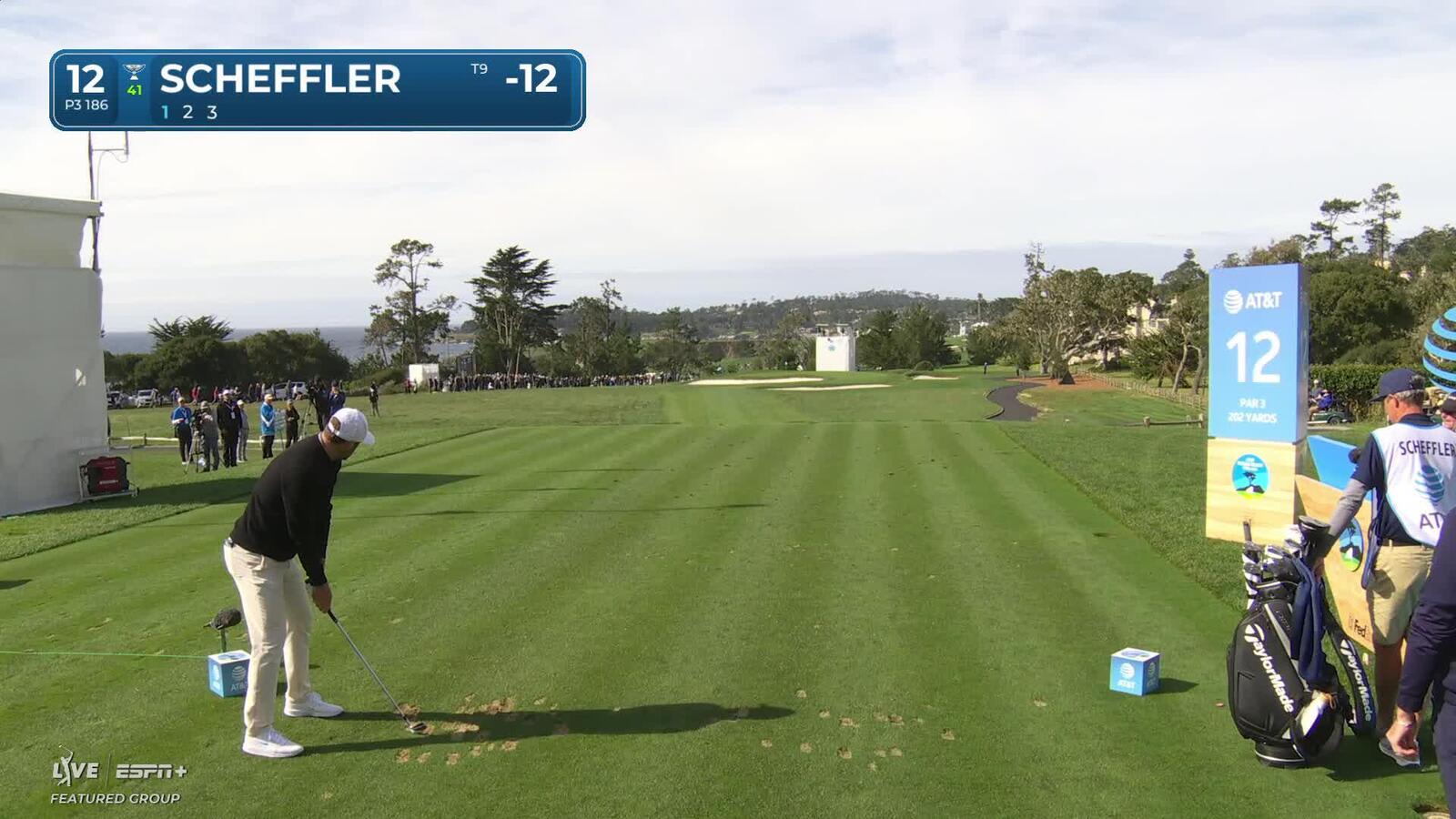 Scottie Scheffler | Round 4 | 12th hole | Shot 1 | 2025 AT&T Pebble Beach