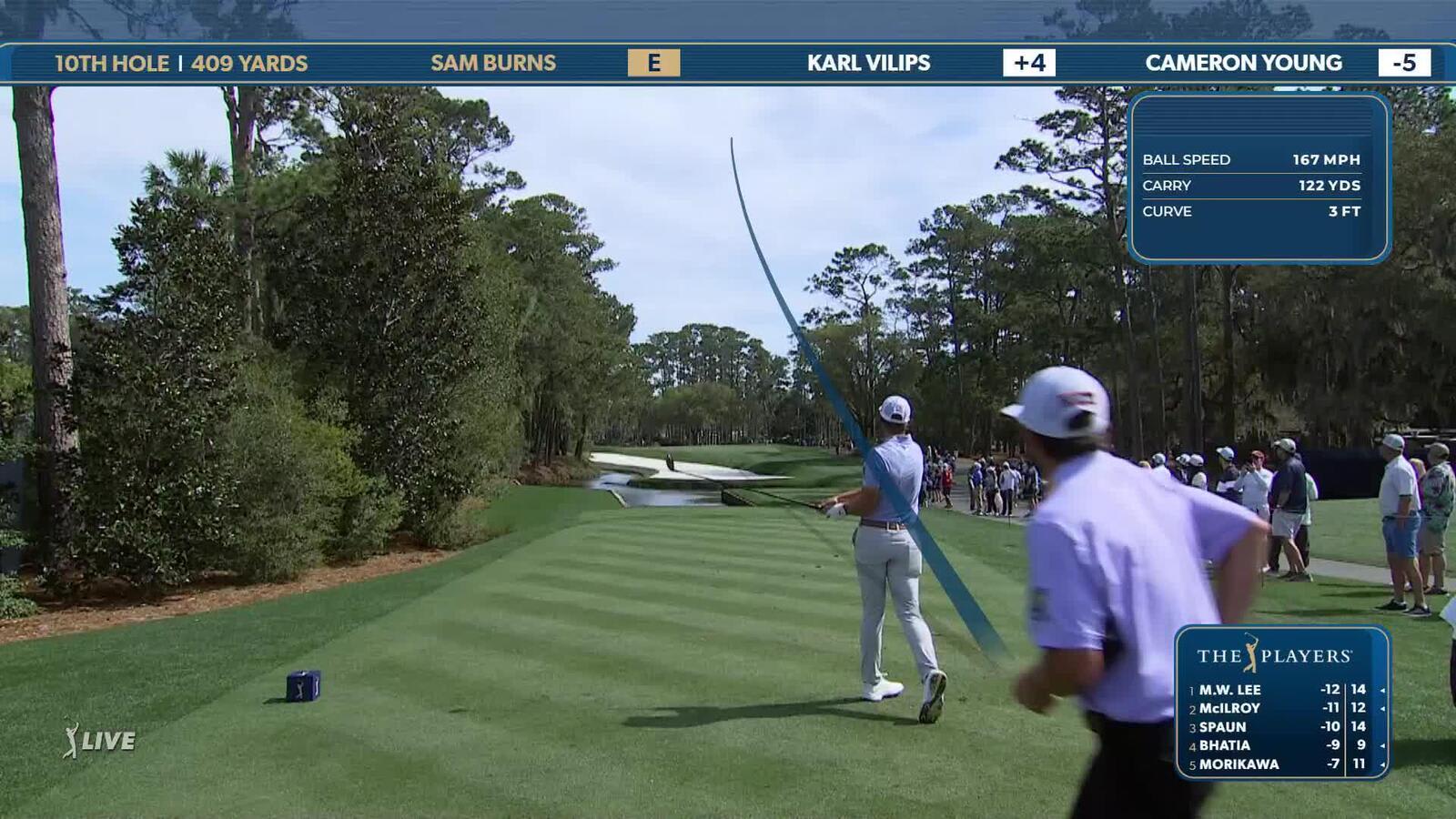 Sam Burns | Round 2 | 10th hole | Shot 1 | 2025 THE PLAYERS