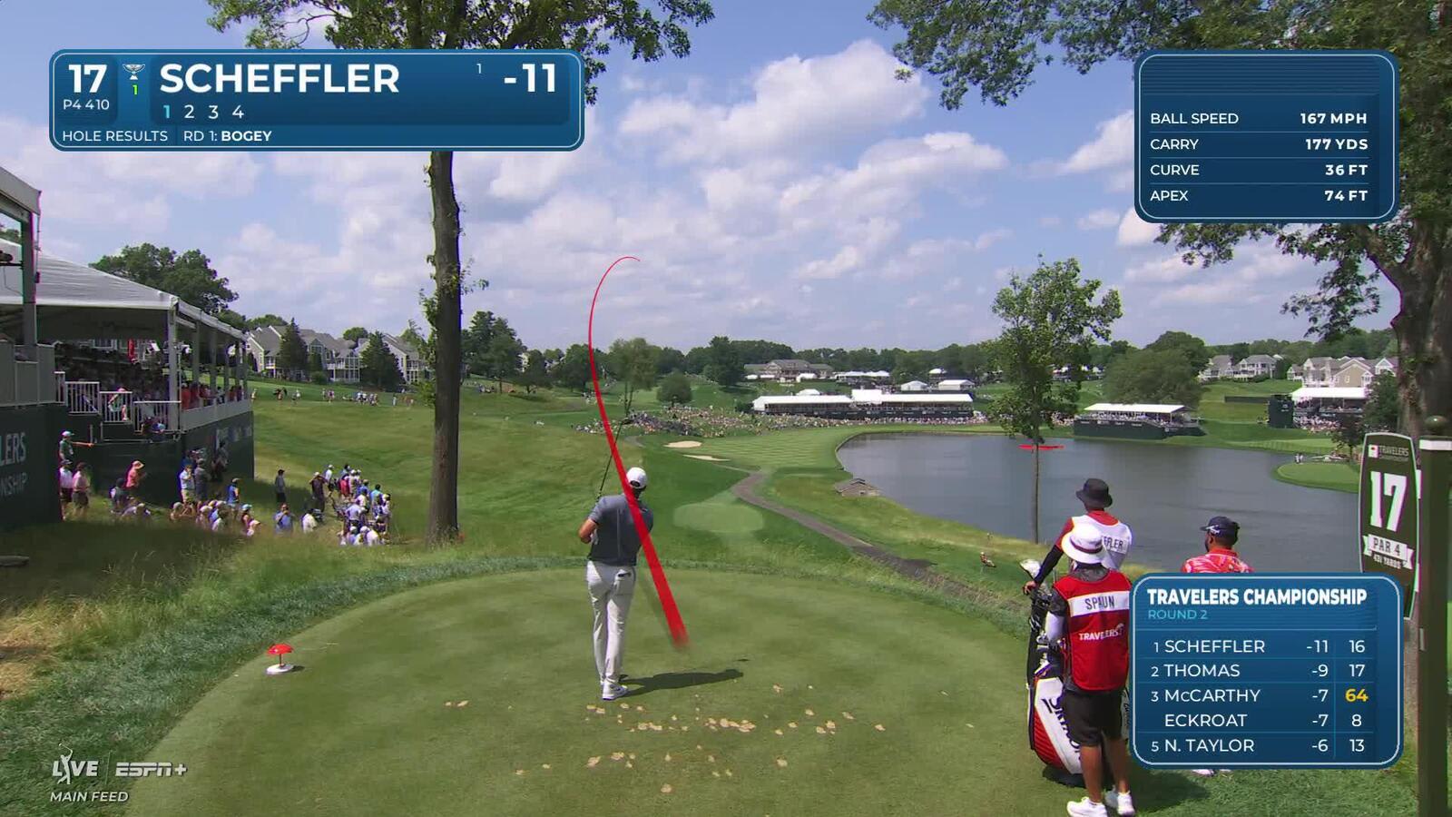 Scottie Scheffler | Round 2 | 17th hole | Shot 1 | 2025 Travelers