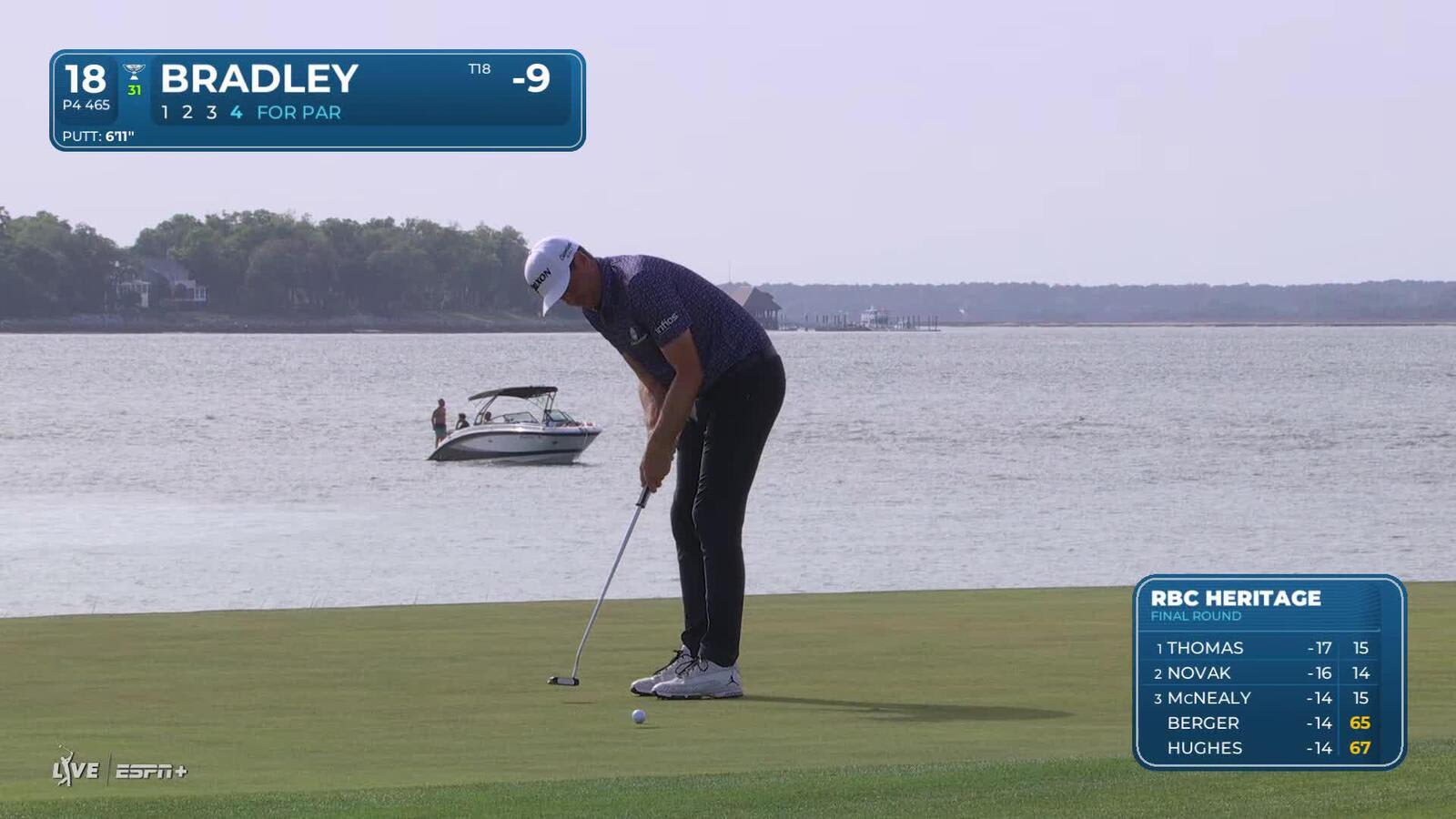 Keegan Bradley | Round 4 | 18th hole | Shot 4 | 2025 RBC Heritage