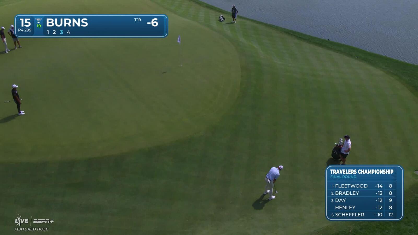 Sam Burns | Round 4 | 15th hole | Shot 3 | 2025 Travelers