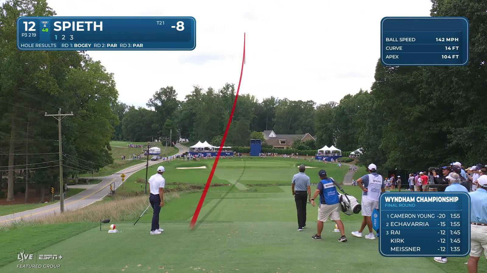 Jordan Spieth | Round 4 | 12th hole | Shot 1 | 2025 Wyndham