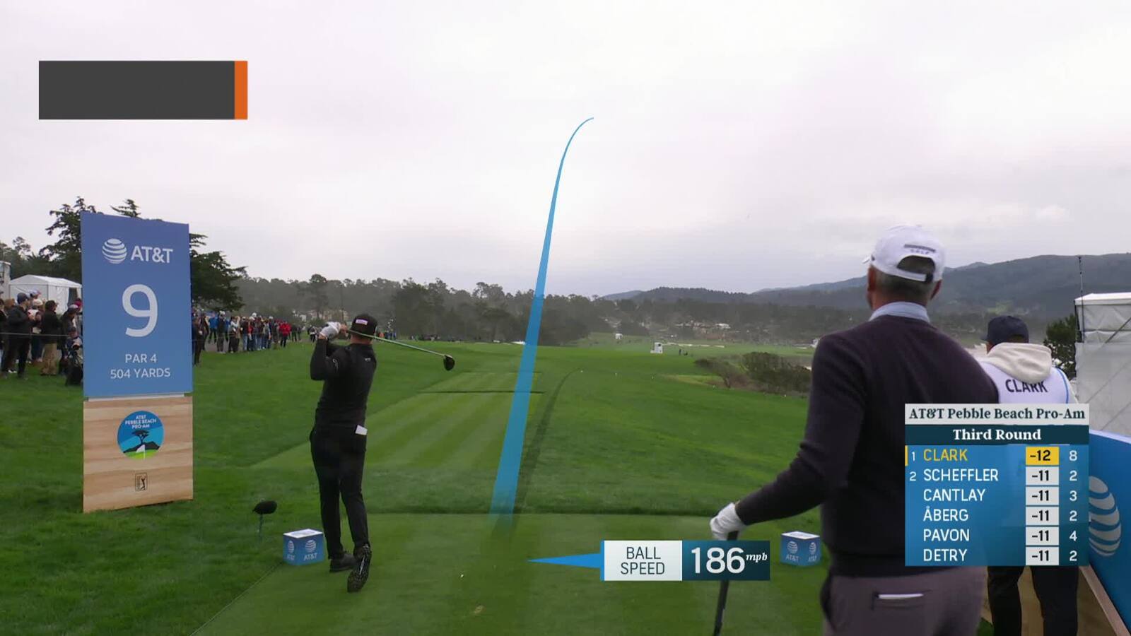 Wyndham Clark | 2024 AT&T Pebble Beach | Round 3 | 9th hole | Shot 1