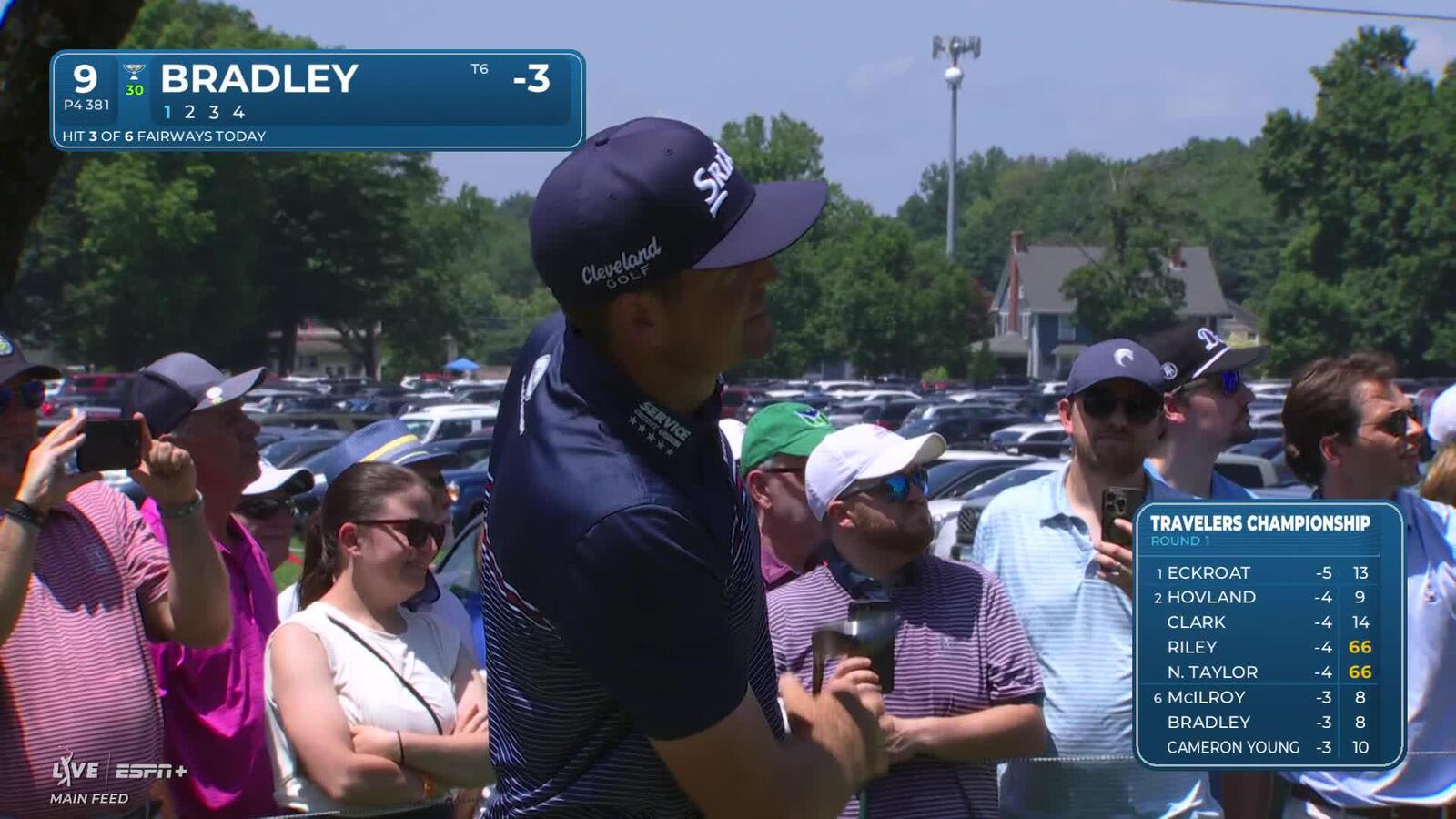 Keegan Bradley | Round 1 | 9th hole | Shot 1 | 2025 Travelers
