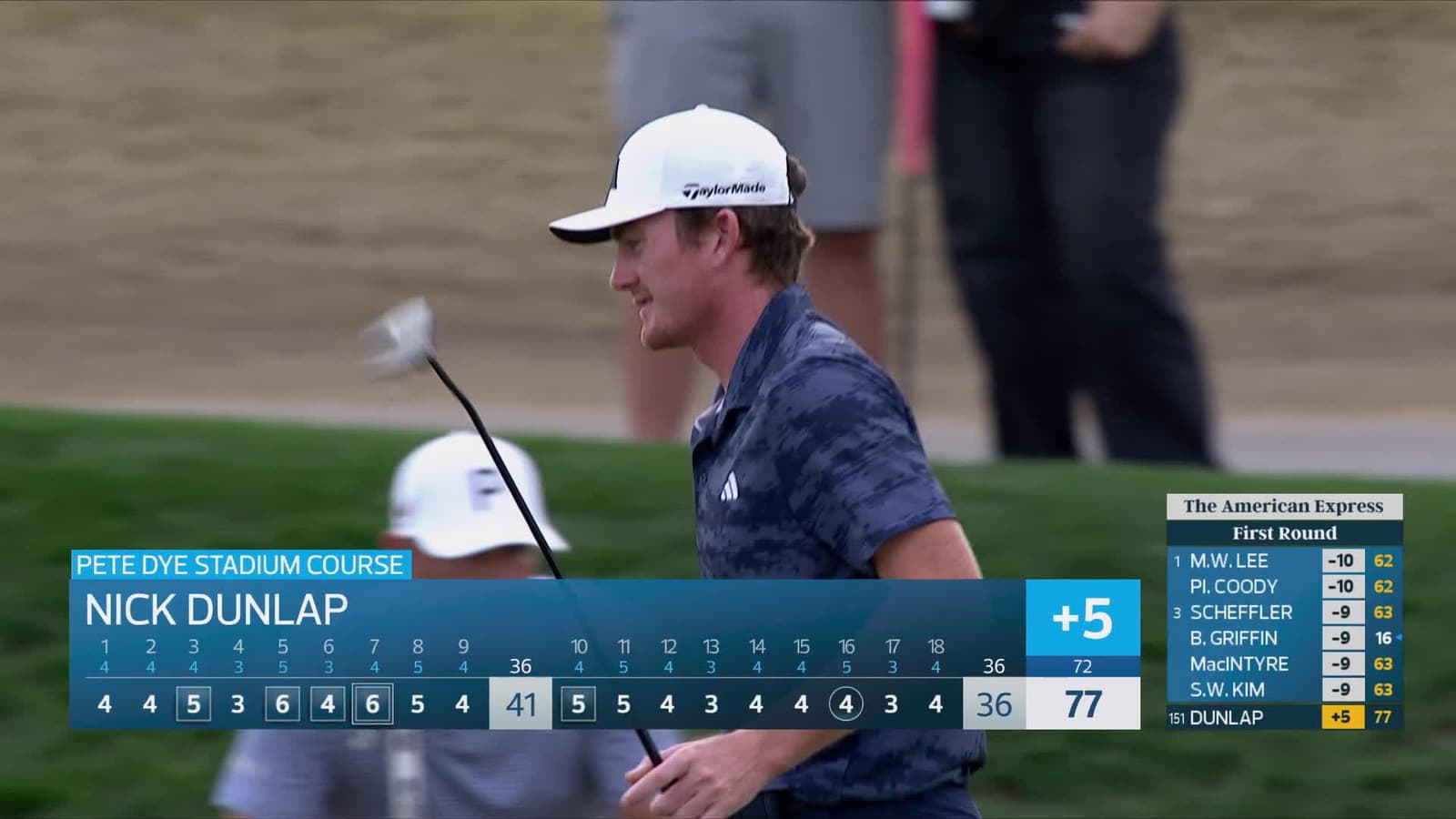 Nick Dunlap | Round 1 | 18th hole | Shot 4 | 2026 The American Express