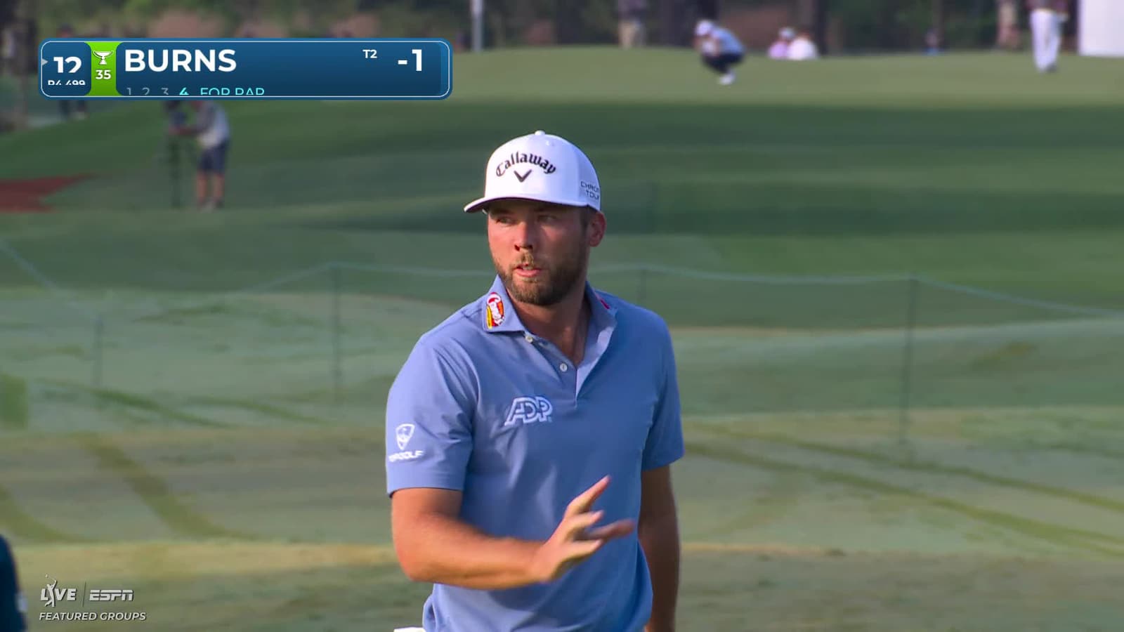 Sam Burns | Round 1 | 12th hole | Shot 4 | -1 